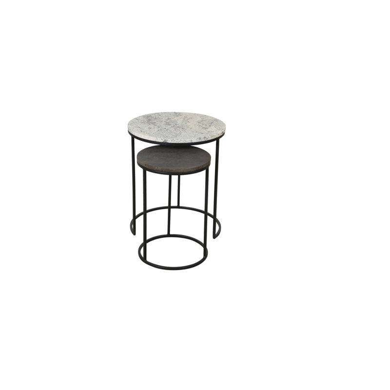 Khatuna Nesting Tables, White/Black