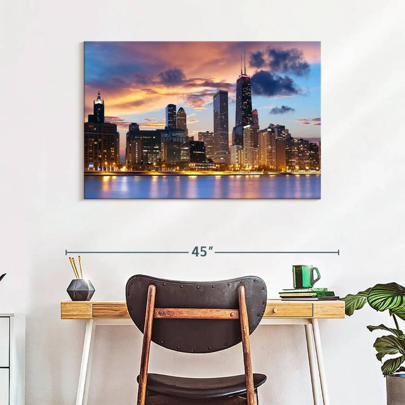 Horizon urbain de Hannes, Chicago, H 26 po x l 39 po