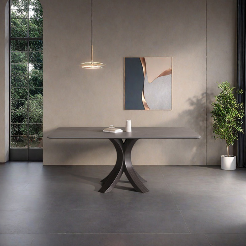 Table de salle à manger Smooth Beauty, H 29,53 po x L 55,12 po x l 31,5 po, Noir, noir, noir, noir, Gris