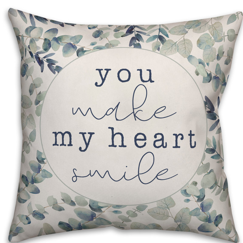 Coussin décoratif floral sourire, Polyester / Bourre en polyester, 16 po x 1 po