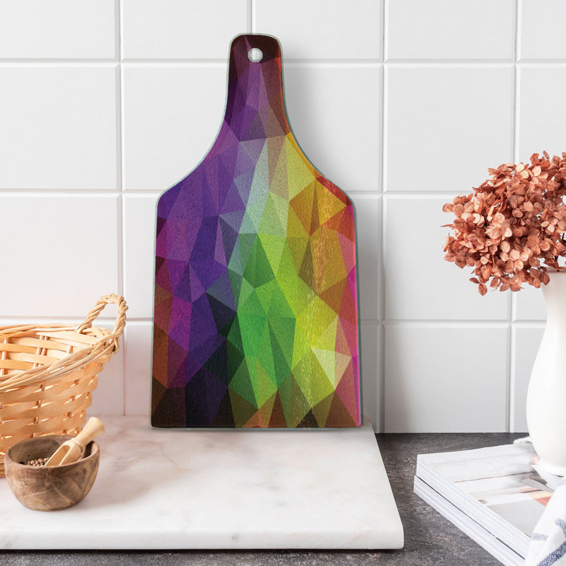 Ambesonne Colorful Tempered Glass Cutting Board Geometry Shape Polygon Multicolor