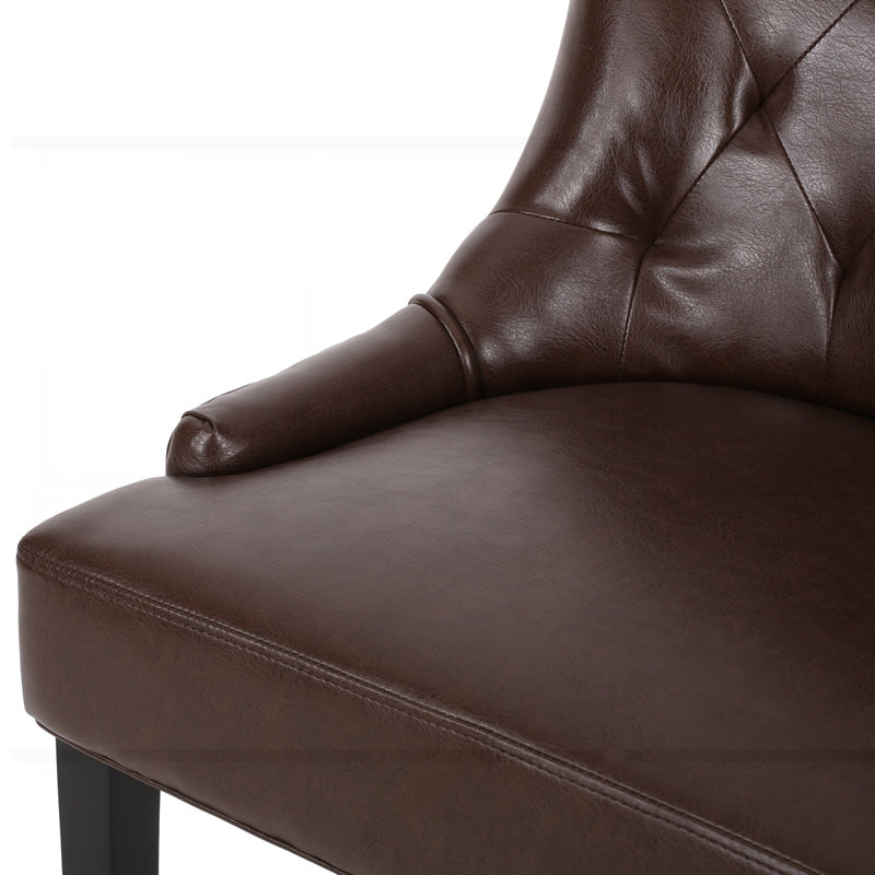 Chaises de salle à manger rembourrées Modern, 2, Marron foncé