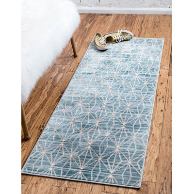 Tapis géométrique bleu / ivoire Heights