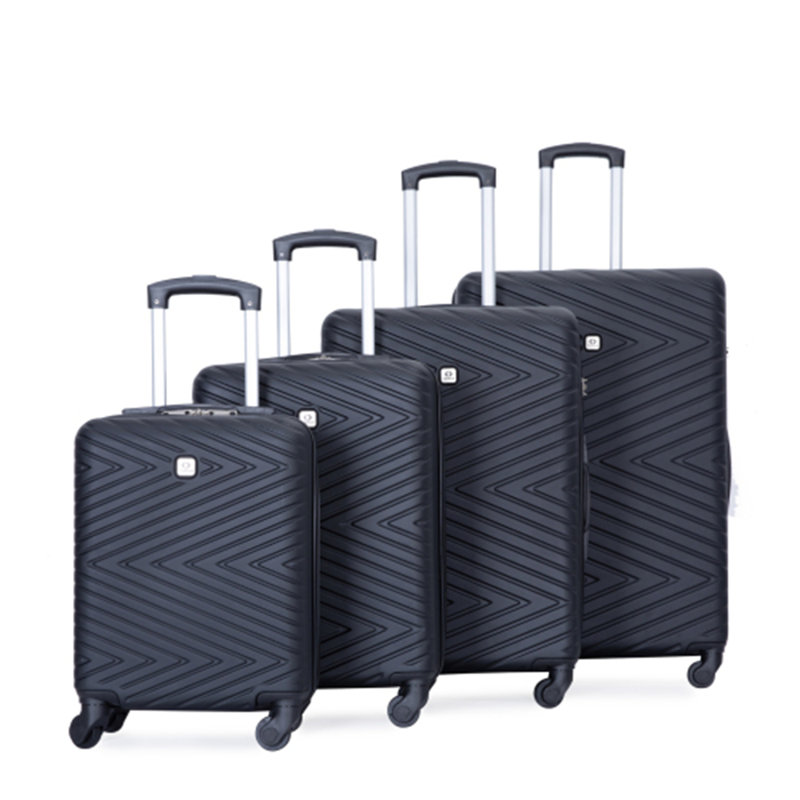 valise à bagages 4 pièces en ABS léger avec roues rotatives, 24 pouces et 28 pouces avec verrou TSA, (16/20/24/28), Black