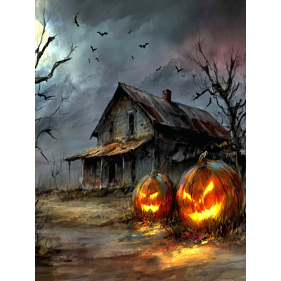 «Spooky Farmhouse Pumpkins I», art mural sur toile tendue