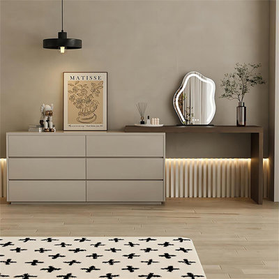 Coiffeuse avec miroir lumineux, 6 tiroirs