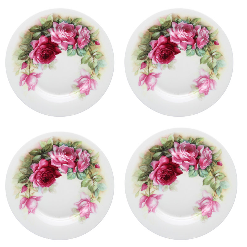 Assiette à hors-d'œuvre en porcelaine tendre 7,5 po Rose