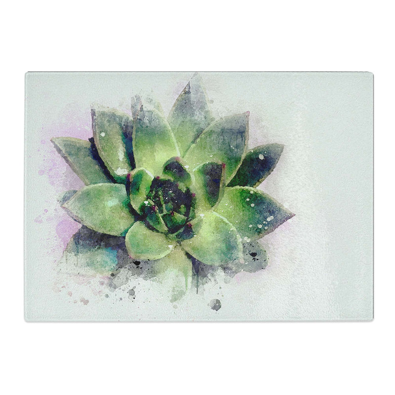 Tempered Glass a Succulent Plant Chopping Board, 28.5 cm W x 20 cm L