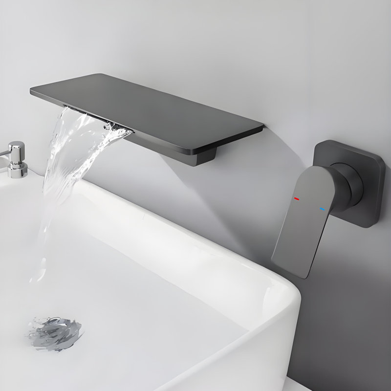 Wall Mounted Optional Single-handle Bathroom Faucet, Brushed Gray