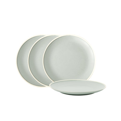 Service de vaisselle en céramique Morandi de Ebern Designs, paquet de 4, ensemble de 4 assiettes plates en carbone bleu mat parfait pour la cuisine, le patio et les ensembles repas