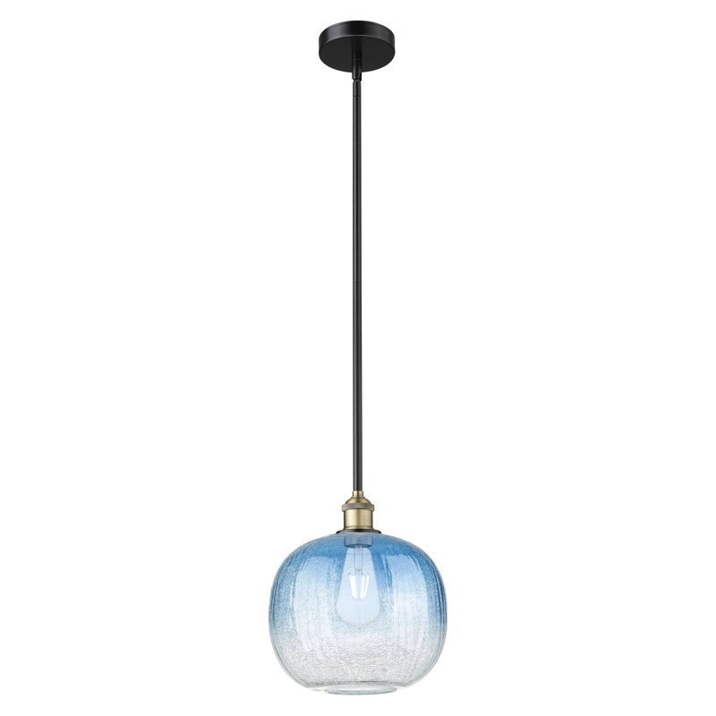 Edison - Brookhaven Sphère - Mini-luminaire suspendu avec tige 11 po 1 lumière, Sapphire Blue, Black Antique Brass