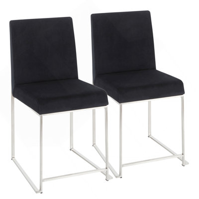 High Back Fuji Contemporary Dining Chair In Stainless Steel And Black Velvet By Lumisource - Set Of 2