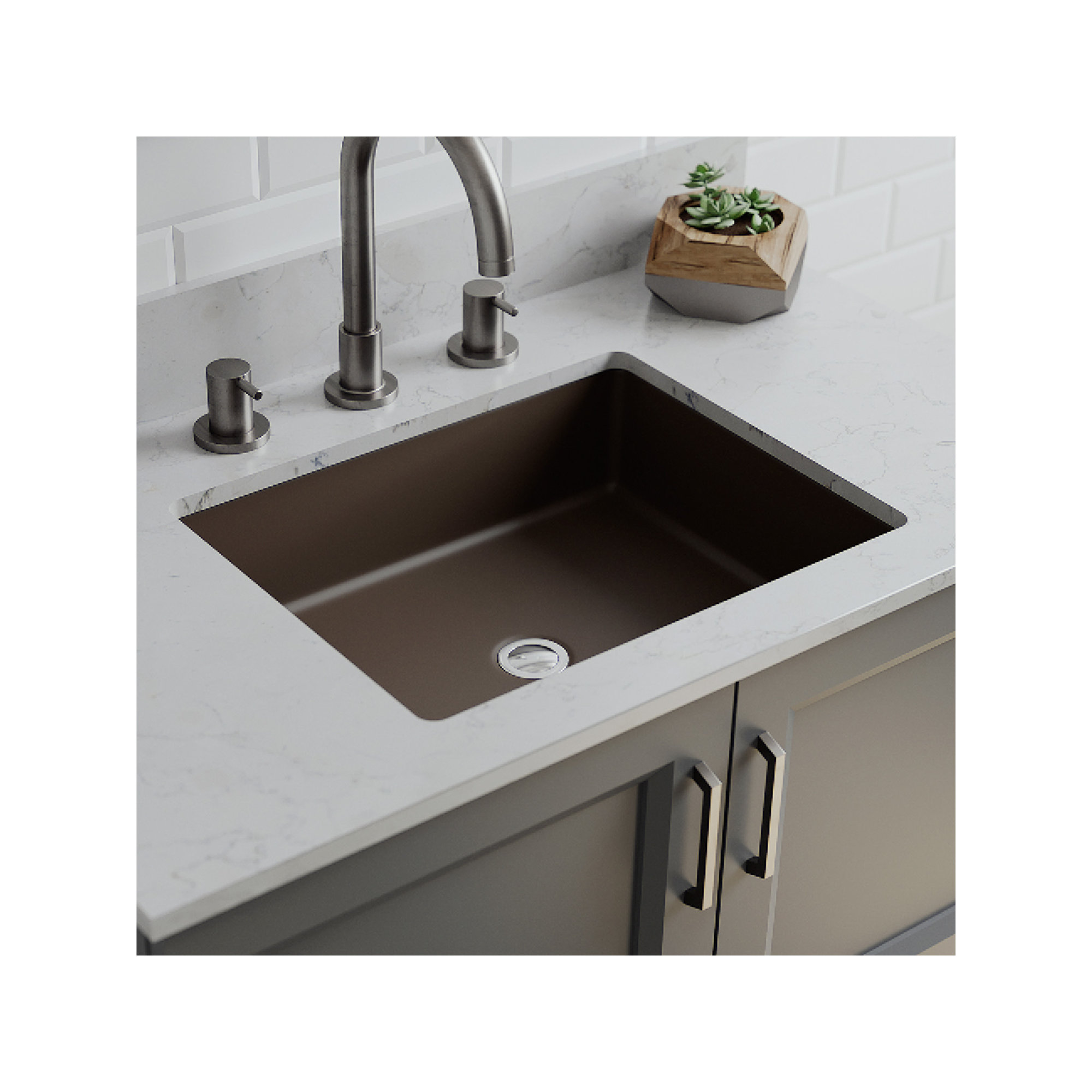 Lexicon Quartz Composite Rectangle Vanity Sink, Mocha
