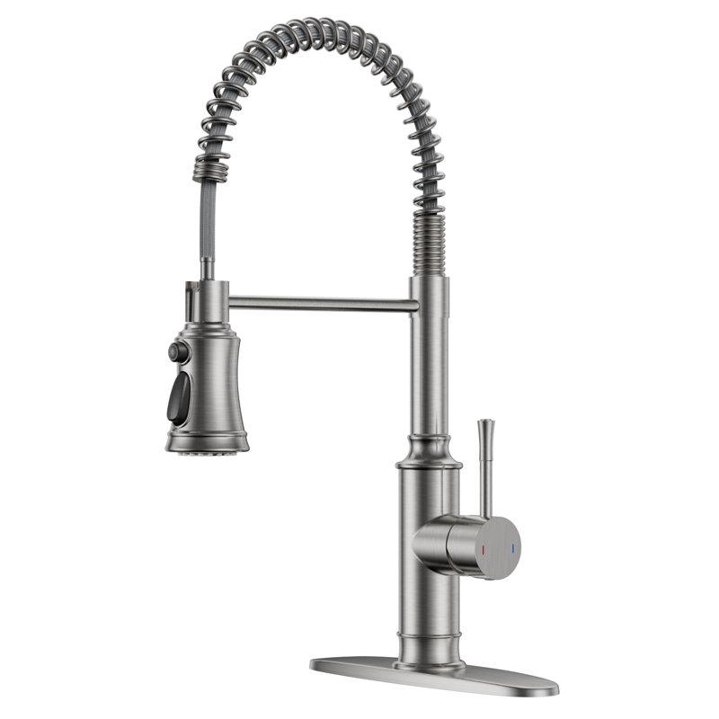 APPASO Commercial Spring Kitchen Faucet,Classical Kitchen Sink Faucet With Pull Down Sprayer, Single Handle High Arc Commercial Spring Style Faucet For Kitchen, Farmhouse, RV