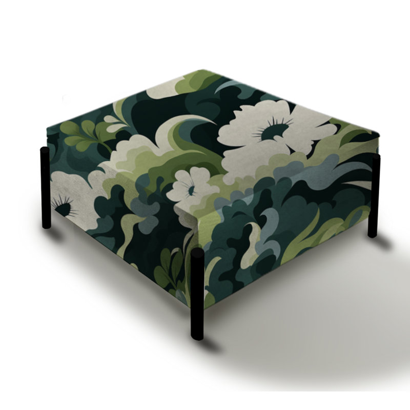 Zen Floral Retreat - Grand repose-pieds carré floral