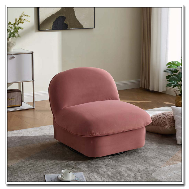 Fauteuil d'appoint pivotant en velours, Corail