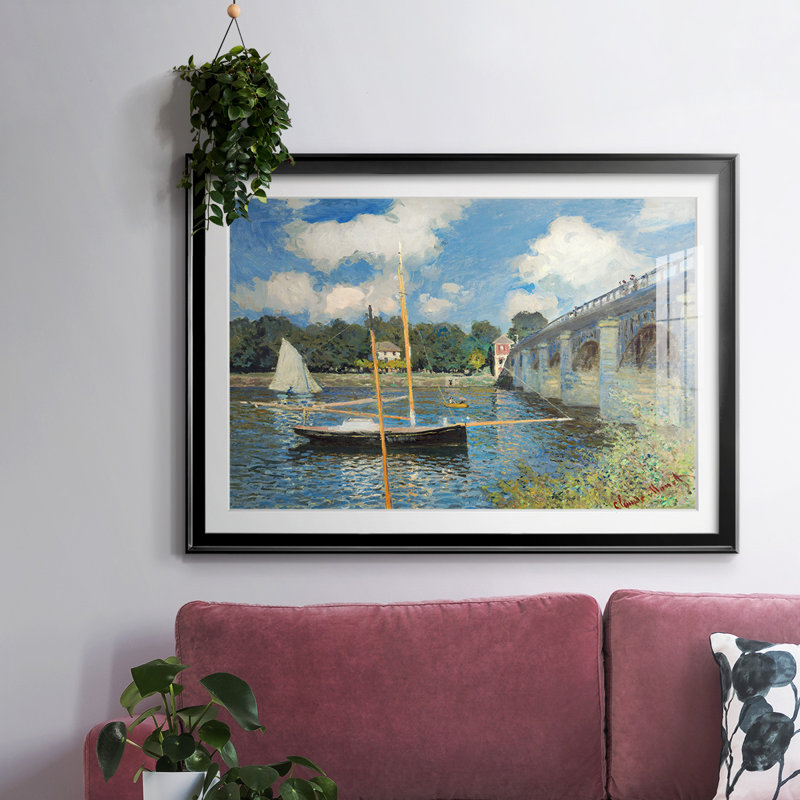 The Bridge At Argenteuil, reproduction d'art encadrée, Noir, H 19 po x l 27 po x P 1,5 po