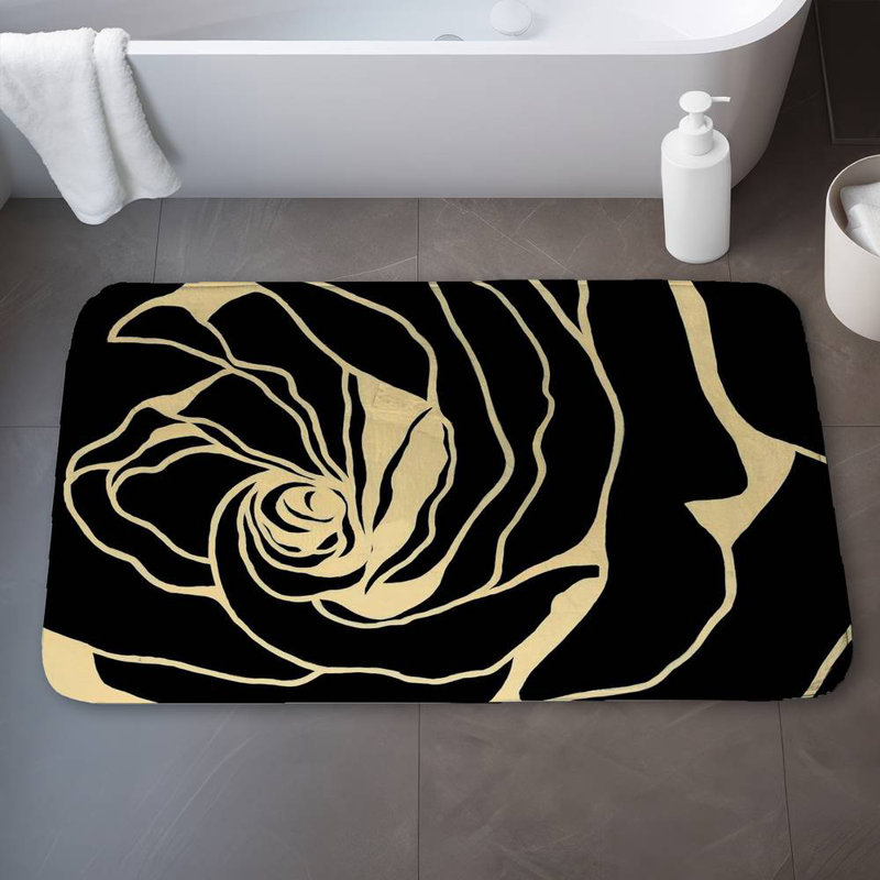 Silhouette of a rose Bath Mat with Non-Slip Backing - Quick Dry Memory Foam Bathroom Rug - Absorbent - Modern Plush Spa-Style - Machine Washable