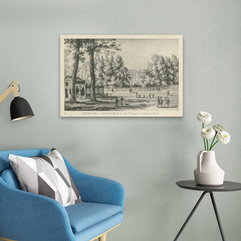 Carte postale rétro Paris I - bâtiments noir et blanc avec art, H 16 po x l 24 po