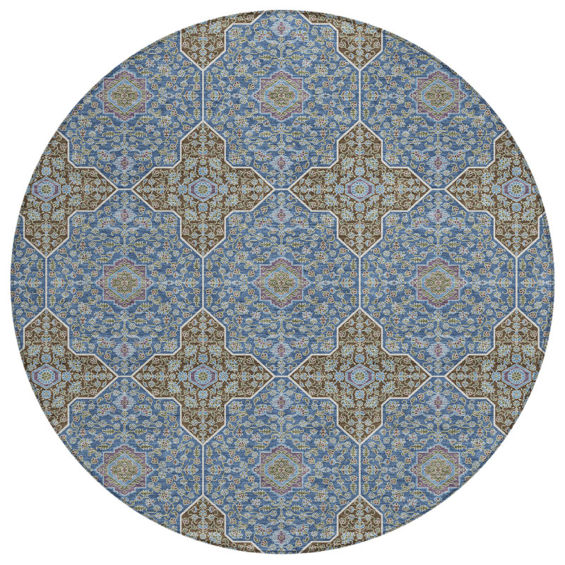 Machine Washable Indoor/Outdoor Chantille ACN2410 Global Rug, Round 8'