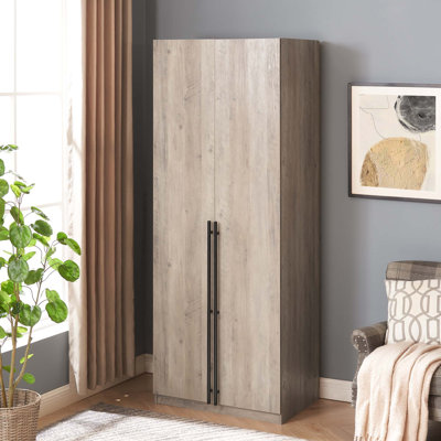 Lee Freestanding Wardrobe Closet with Drawers and Adjustable Shelves by Manhattan Comfort