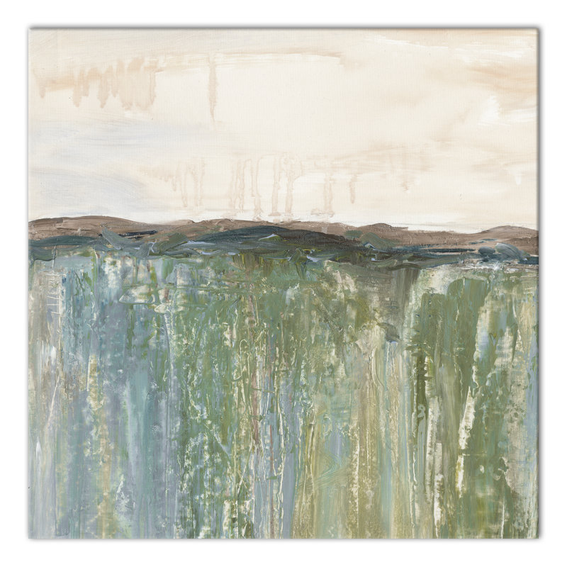 Champ d'herbe abstrait - peinture sur toile, Toile tendue, H 36 po x l 36 po x P 1,25 po