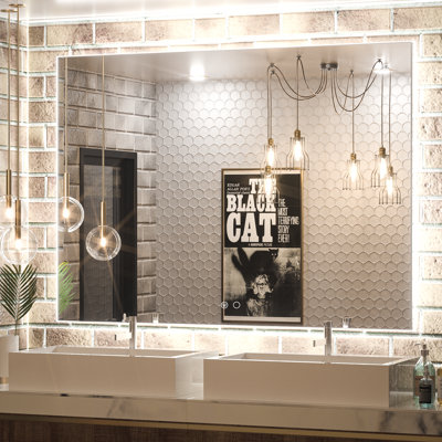 Adorna LED Backlit Frameless Lighted Bathroom Vanity Mirror Wall Mirror Dimmable Anti Fog