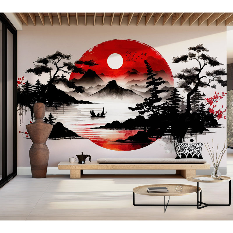 Papier peint de qualité supérieure - Paysage japonais, L 96 po x l 120 po