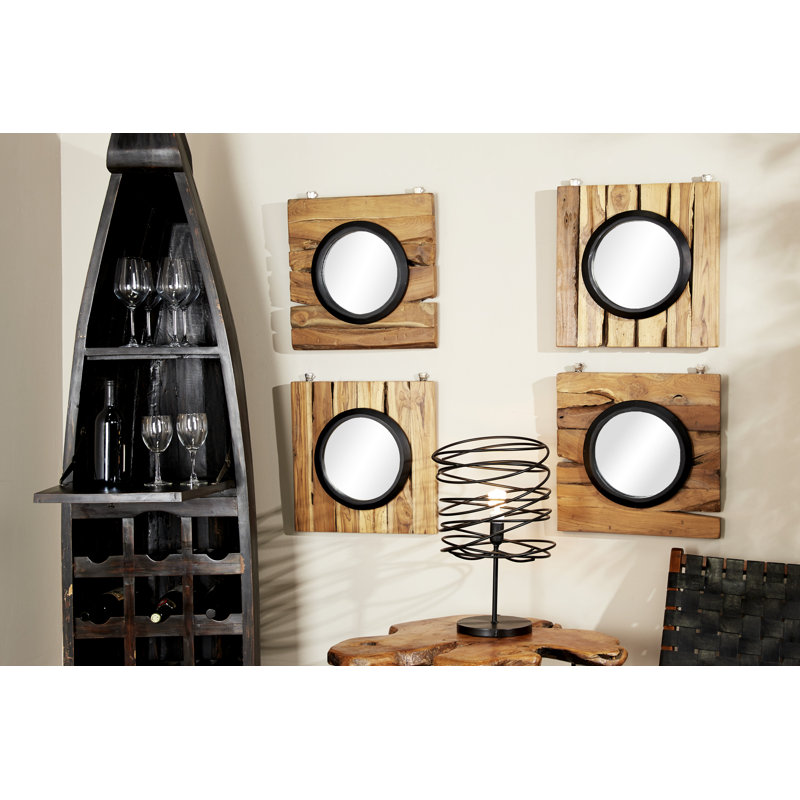 Arlo Solid Wood Circle Wall Mirror