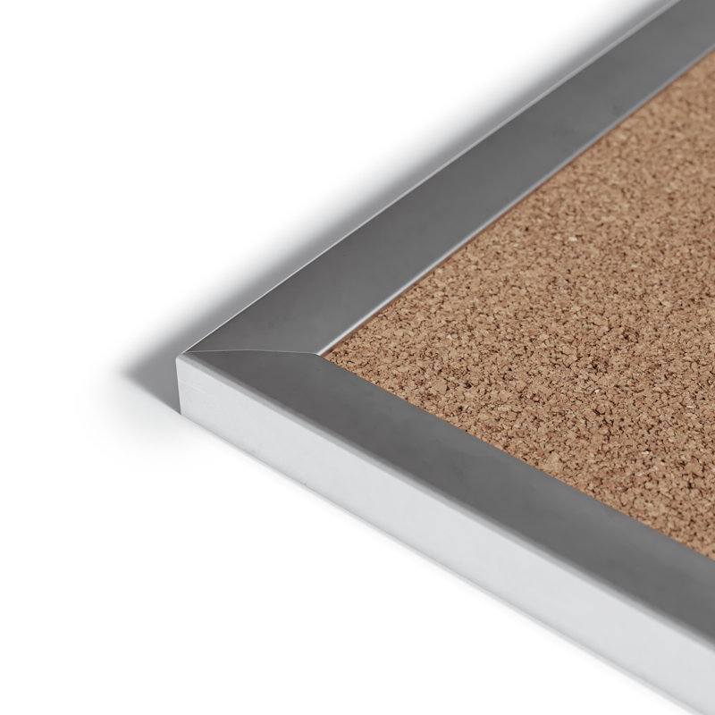 Wall Cork Bulletin Board, Silver, 3' H x 3' W