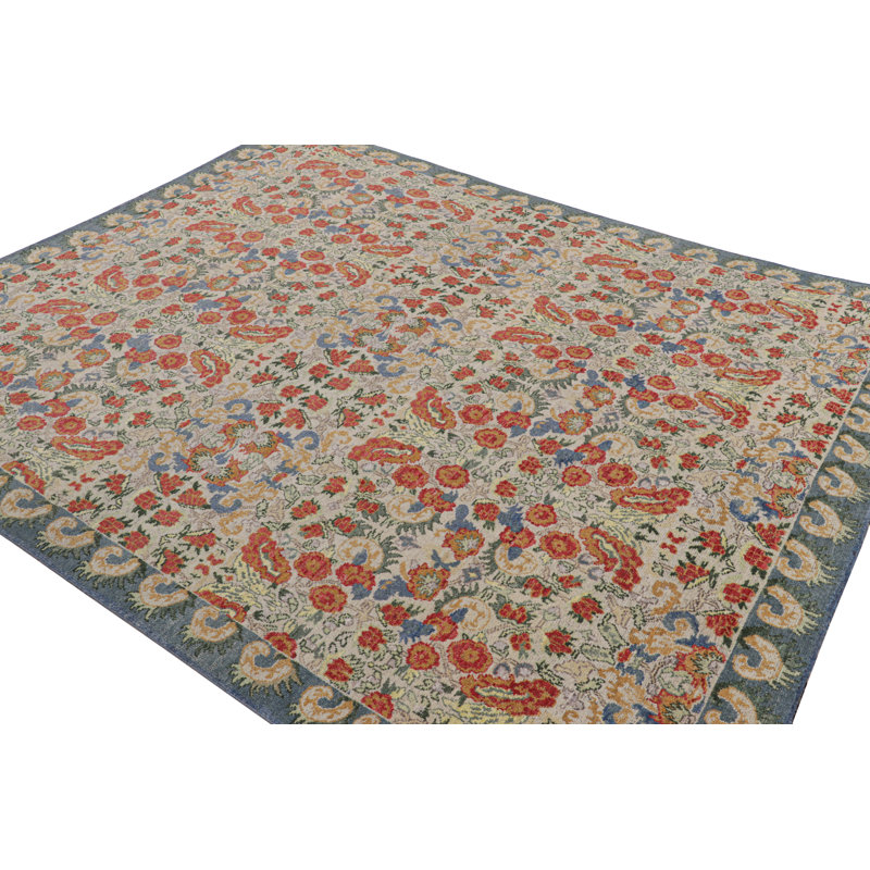 Rug & Kilim’S Classic Rug In White With Floral Patterns, Rectangle 6' x 9'