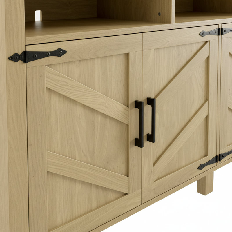 Buffet moderne 4 portes 59 "avec prises de courant et tablettes réglables | Idée de cadeau, Naturel