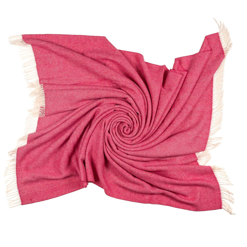 Jeté en laine mérinos Southampton Home (bleu marine classique), Chevron rose