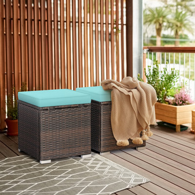 Repose-pieds d'extérieur avec coussin 2 pièces Jalyna