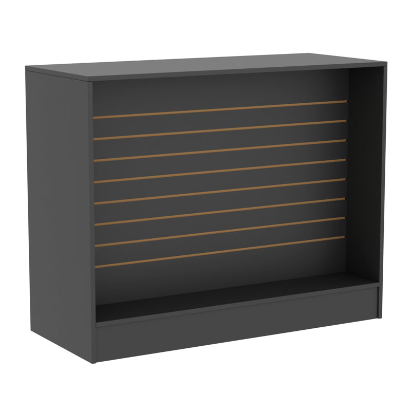 48”w * 20”d * 38”h - Slatwall Front Black Cash Wrap Wood Retail Counter Checkout