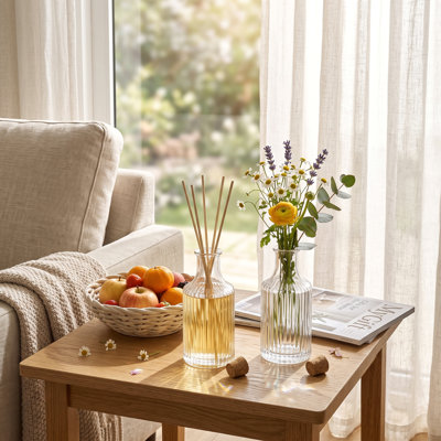 Vase transparent à deux pièces avec motif côtelé
