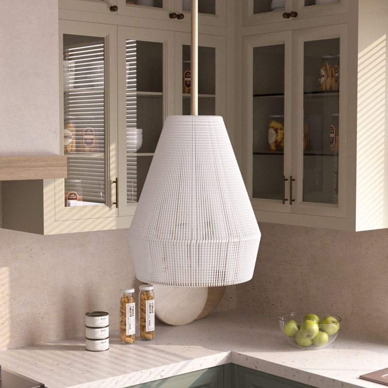 Boan 10" W Rattan Globe Single Pendant, Creamy White/Muted Brass