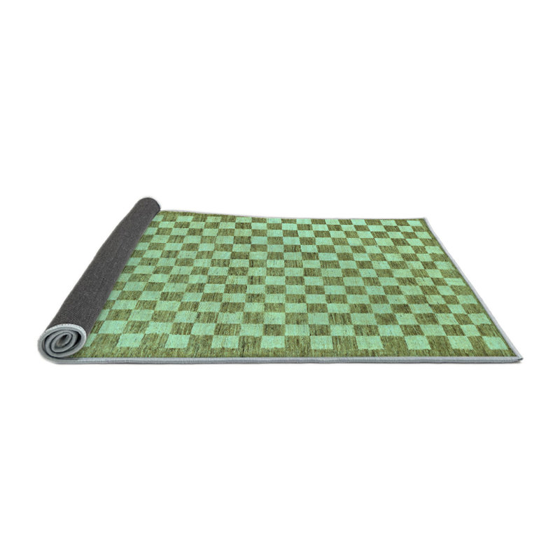 Tapis bleu / vert en polyester tissé à la machine Rossmary, Carré de 6 pi