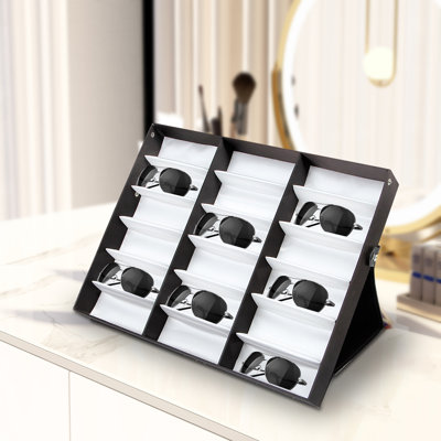 Boîte de rangement 18,7 "à 18 grilles pour lunettes de soleil