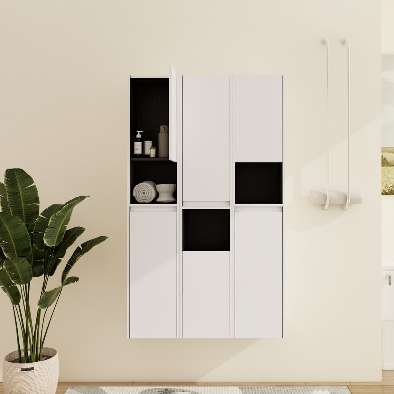  Armoire de salle de bain murale Cranor avec rangement ouvert et fermé