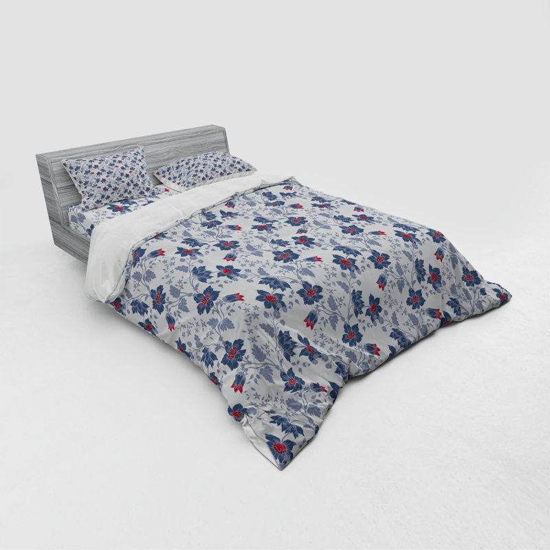 Farmhouse / Country Floral Duvet Cover, Queen Duvet Cover + 3 Additional Pieces