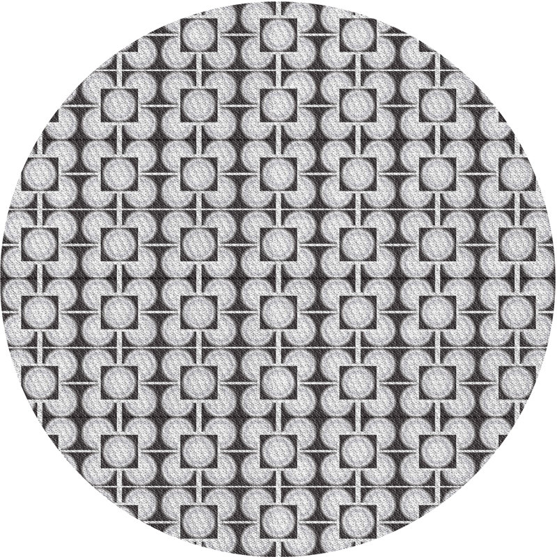 Tapis noir/blanc cassé tissé à la machine, Rond 5 pi