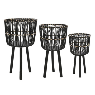 S / 3 POT DE BAMBOU 11/13/15 ", NOIR