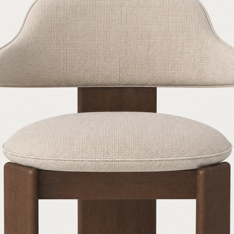 Fauteuil de salle à manger Gaba, Beige, Chêne foncé