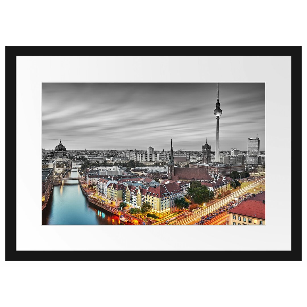 Berlin Stadtpanorama Gerahmter Fotokunstdruck