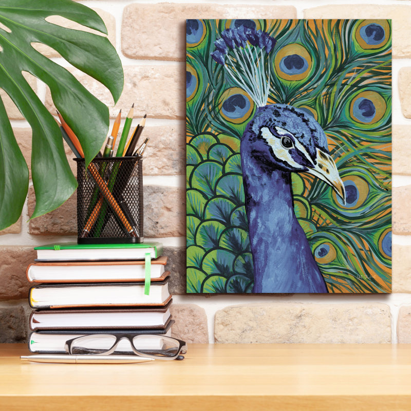 «Peacock Profile Mute» par Yvette St. Amant, art mural sur toile, H 16 po x l 12 po x P 0,75 po