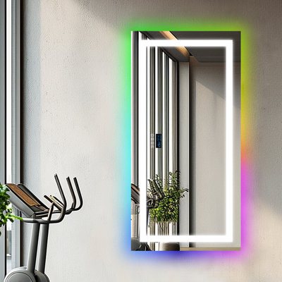 Bertram Led Bathroom Mirror With Lights, Wall-mounted With Bluetooth Speaker, Time & Date Display Anti-fog, Rgb Backlit And 3 Color Temperature Front Lighting, Dimmable Brightness, Ip65 Waterproof, Tempered Glass, Frontlit & Backlit