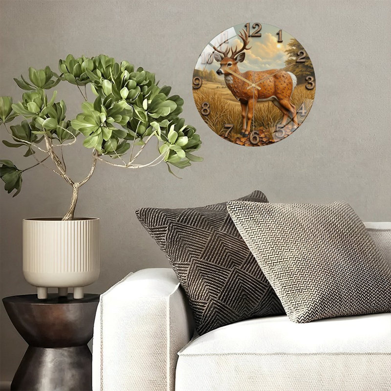 Horloge murale rustique en forme de cerf, horloge murale 12 po