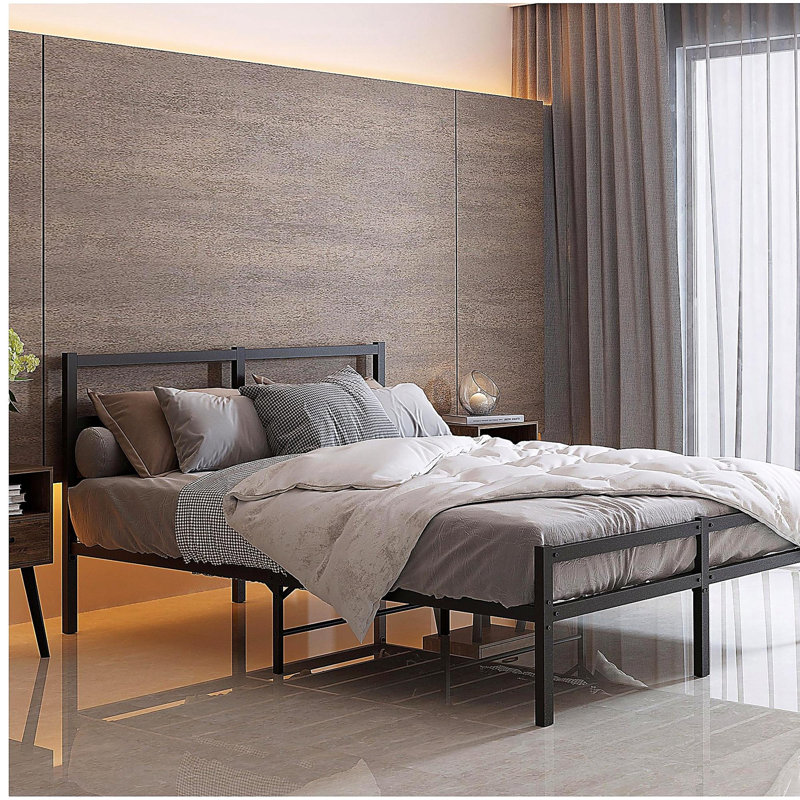 Metal Platform Bed frame with Headboard, Sturdy Metal Frame, No Box Spring Needed(Full)