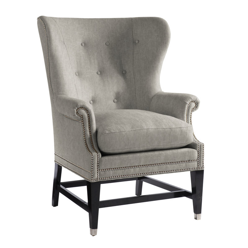 Farrington 31" Wide Linen Wingback Chair, Eanes Taupe